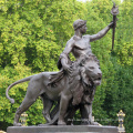 Creative outdoor decoration bronze human and lion statue